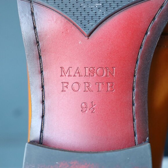SALE - Maison Forte 9.5-M Cognac Burnished Mens Oxford Dress Shoes - Picture 13 of 13